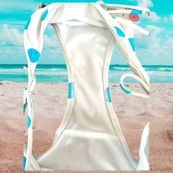 NWT - NOBO 2 Piece String Bikini - White w/Sky Blue Polka Dots - Size XL - Picture 8 of 8